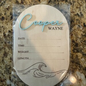 Ocean Waves Epoxy Birth Announcement Sign Baby Name Sign Baby Keepsake ...