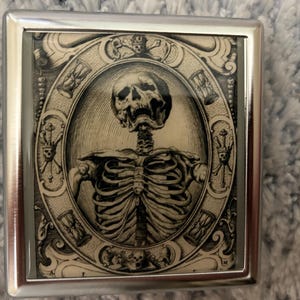 Memento Mori Cigarette Case Business Card ID Holder Wallet Goth