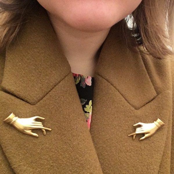 Pair of Elegant Hand Brooches Pins Two Hand Statement Brooches Created ...
