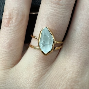 Customer photo from Deborah, Large Raw Herkimer Diamond Ring in Yellow Gold