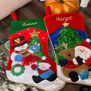 Applique Santa and Friends Christmas Stockings Embroidered | Etsy