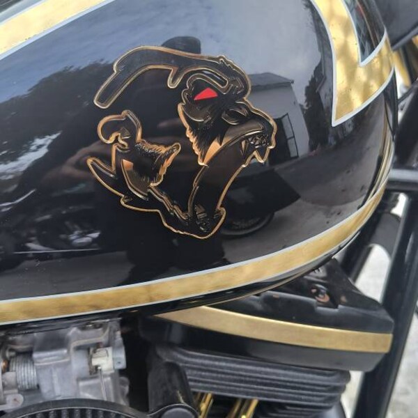 Fox Badges Emblems Angry Yellow Eye, 2 Fender Badges Matte Black