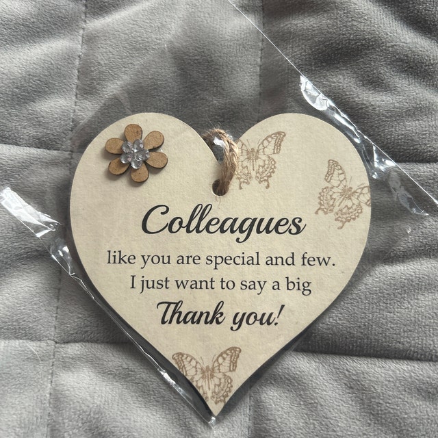 Thank You Colleague Friendship Butterfly Wooden Gift Heart Plaque