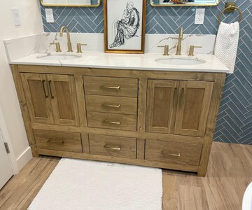 White Oak Bathroom Double Vanity