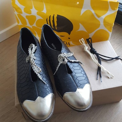Sale Black Oxford Flat Shoes. Black and Gold Oxford Shoes Tie Oxford ...