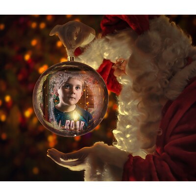 Christmas Digital Background Santa Holding Ornament Digital - Etsy