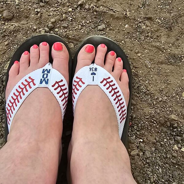 Personalized Baseball Flip Flops, Custom Sandals With Stitches ...