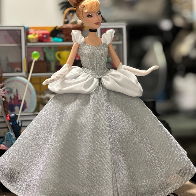 disney princess silver dress Cinderella Doll Gown: Sparkly Silver Dress for 11.5