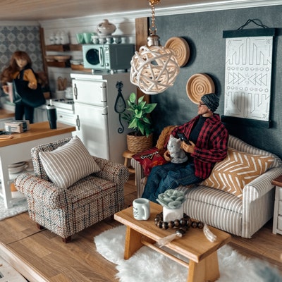 Modern Dollhouse Pendant Light. 18mm Gold or Silver. 1/24 Scale or ...