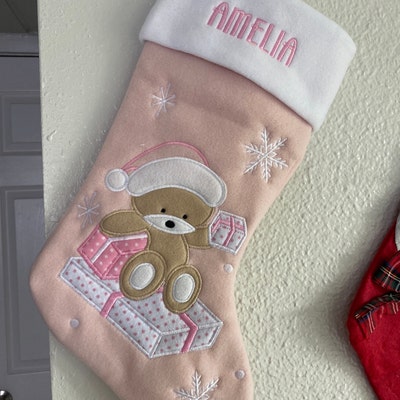 Personalised Christmas Stocking Baby Girl Embroidered Name - Etsy