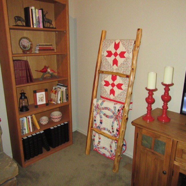 Log Quilt Ladder Rack Quilt Display Rustic Quilt Rack Etsy