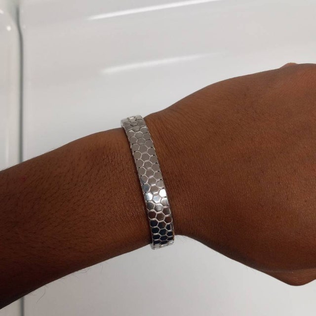 Sterling Silver Hex Snake Bracelet for Men | Handmade Python