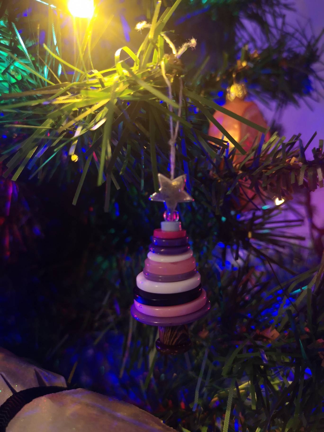 Button Christmas Tree Decoration, Make Your Own Kit or Ready Made, Christmas Ornaments, Stocking Stuffer, Mini Christmas Tree, Xmas Activity