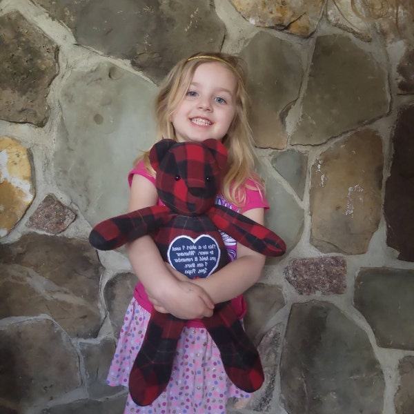 Memory Bear With Vest ,custom Made Keepsake Bearswith Memory Heart ...
