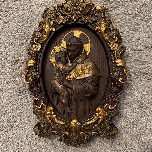 Buy Saint Anthony Wood Carved Christian Icon Religious Wall