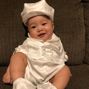 Boys christening, baptism, blessing outfit with satin brocade vest