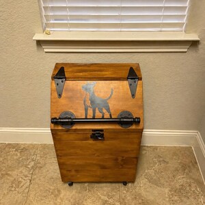 X-large Wooden Dog Food Storage Bin Holds 40lb Bags With Raw Treat