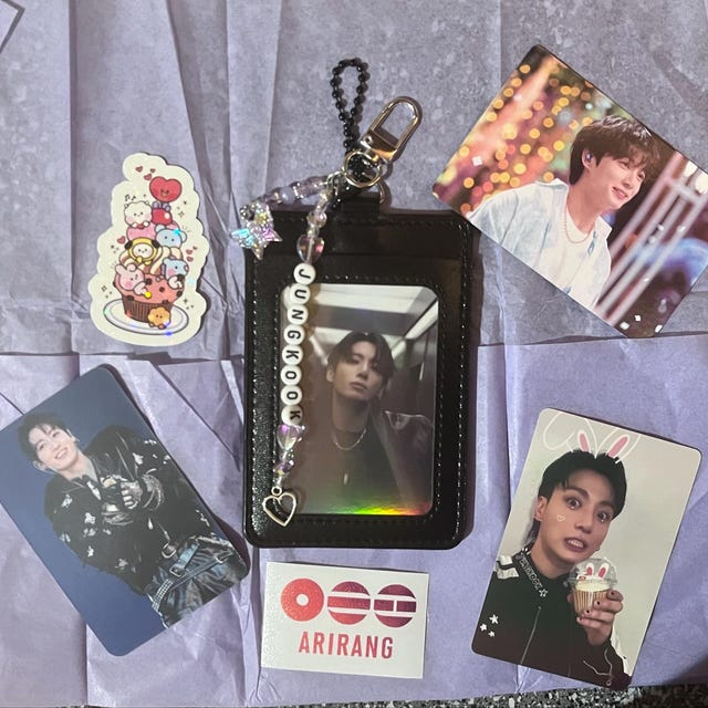 Kpop 875 JJK Photo Card Holder With Lilac Beads - Etsy