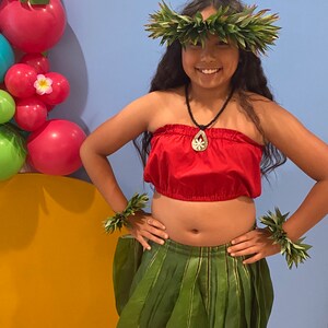 Keiki Silk Ti Leaf Skirt With Hawaiian Hau Mor'e Champion Grade