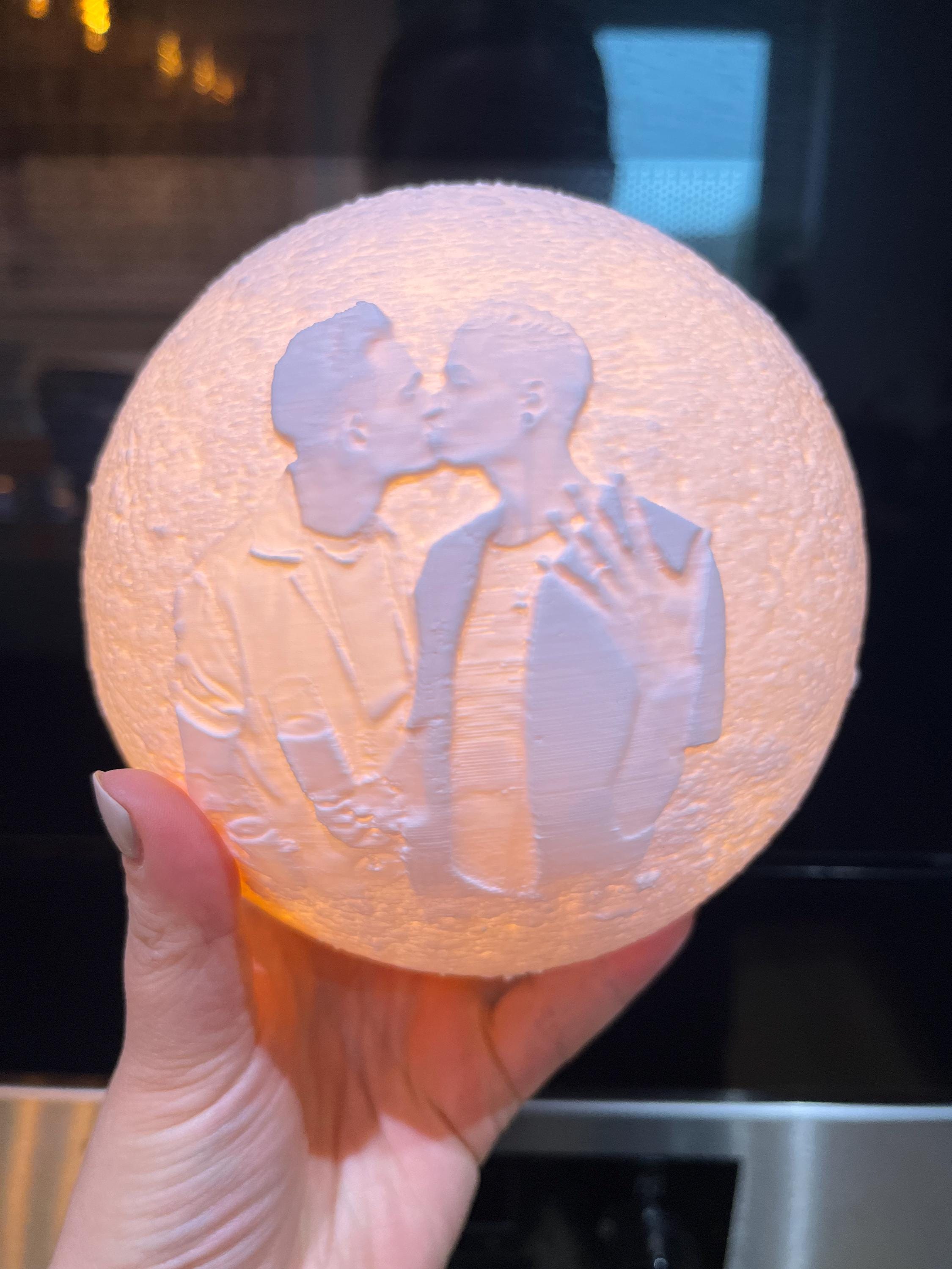Personalized 3d Photo printed Lunar night Moon Lamp, Custom Photo Lunar Moon Lamp Night Light, Bedside lamp, Couples Gifts,Christmas Gift