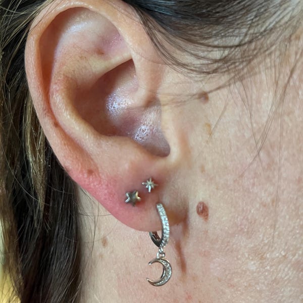 18G/16G Star Internally Threaded Labret Tragus Stud Conch Earrings ...