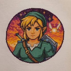 Link Pixel Art Cross Stitch Pattern: Sword, Shield, Fairy (PDF