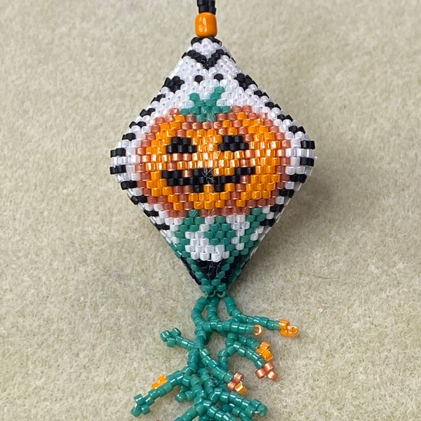 Tutorial 20 Rows - 3D Peyote Pod Beading Pattern HALLOWEEN PUMPKIN With ...