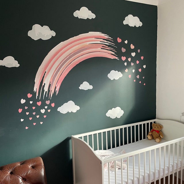 Sticker Mural Fille Soufflant Des Cœurs – Décoration Chambre Enfant Rose 49 Cm