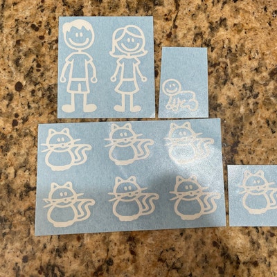 Set of 10 Family Car Decals Stickers, Stick Figure Family, Stick Figure ...