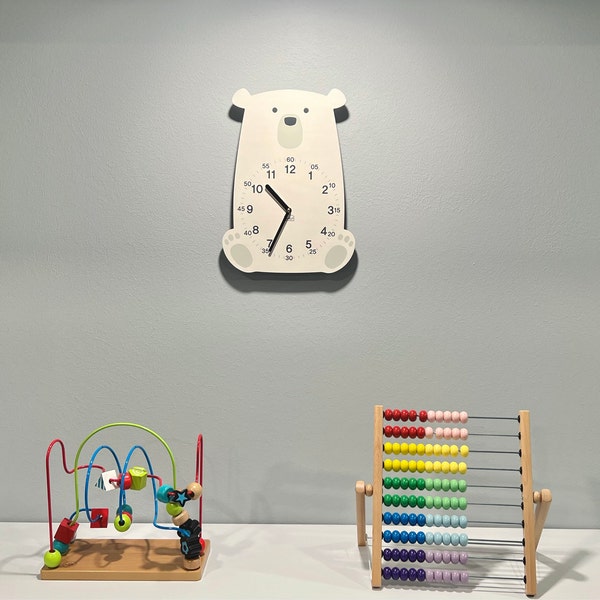 Kids Wall Clock Silent Nursery Wall Clock baby Room Wooden Clock Home ...