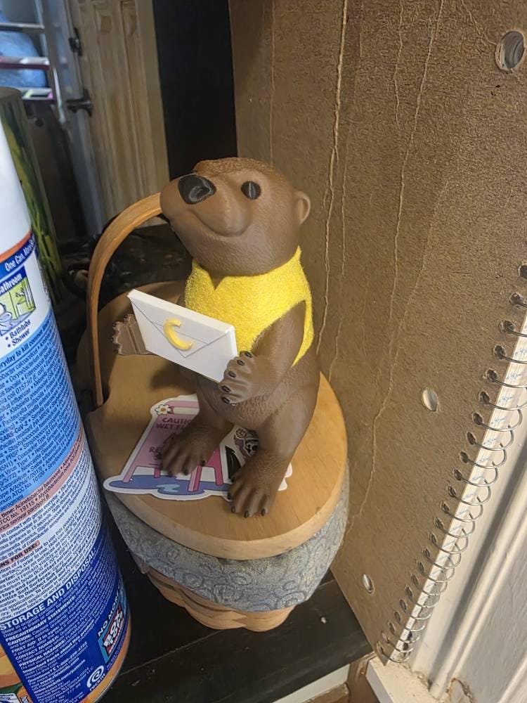 Cute Standing Otter Holding Mail - 3d printed - Bookshelf Decor