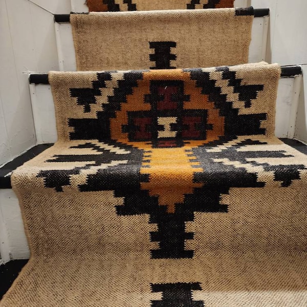 Handmade Wool Jute Rug, Navajo Kilim Rug, Aztec Rug, Accent Rug ...