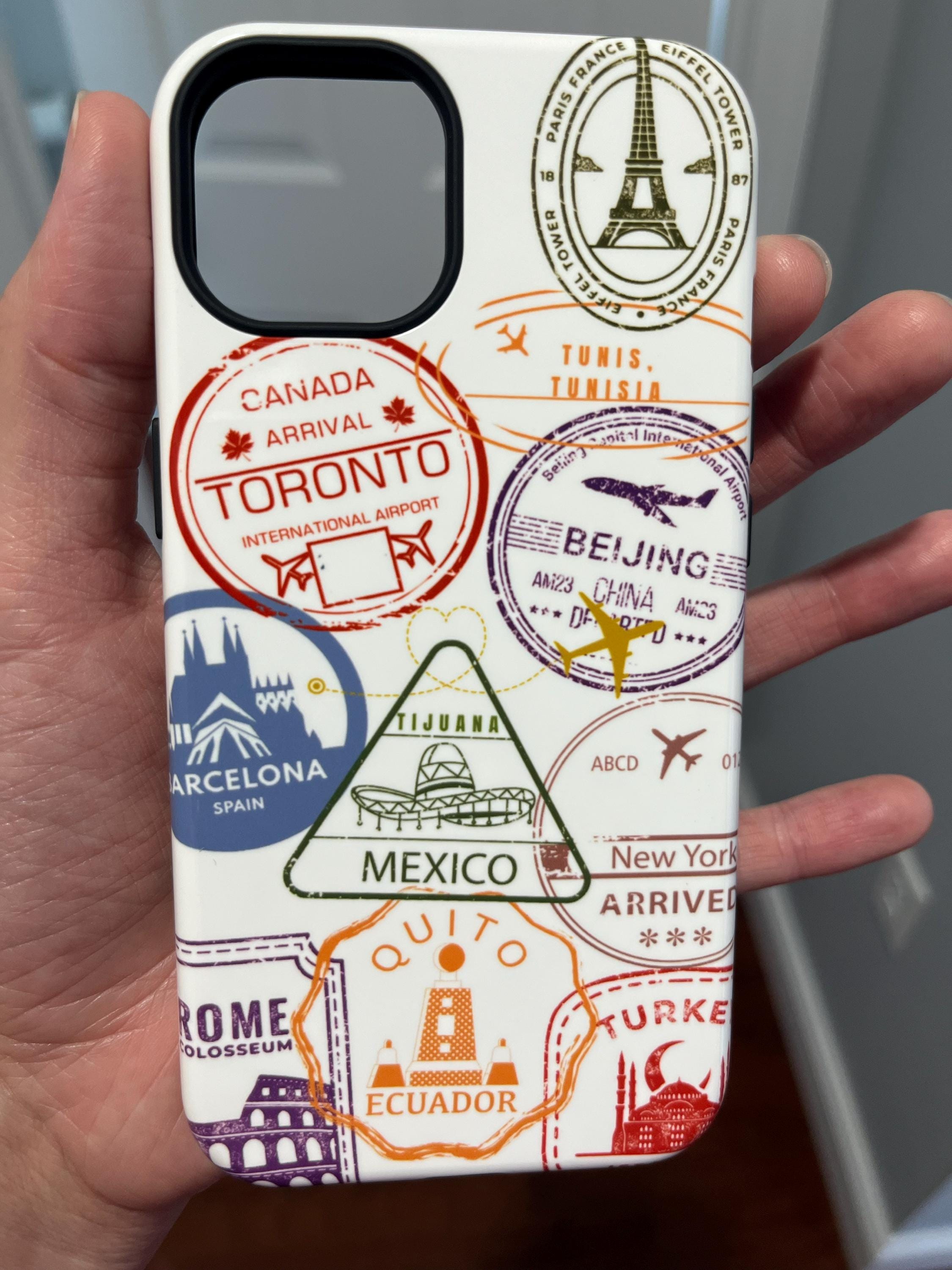 Create Your Own Travel Country Passport Stamp Travel Phone Case, For iPhone 13 15 14, Travel the World, Traveling Quote, Cute Thin Silicone,