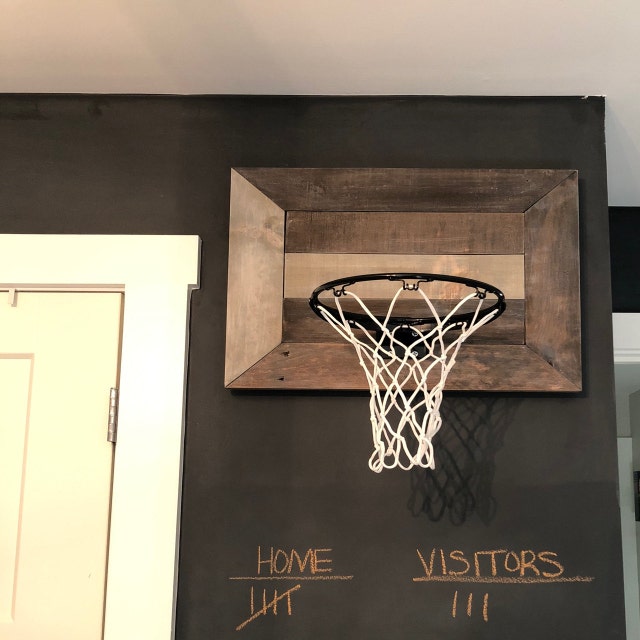 Rustic Reclaimed Wood Backboard With Basketball Hoop For Wall | Etsy