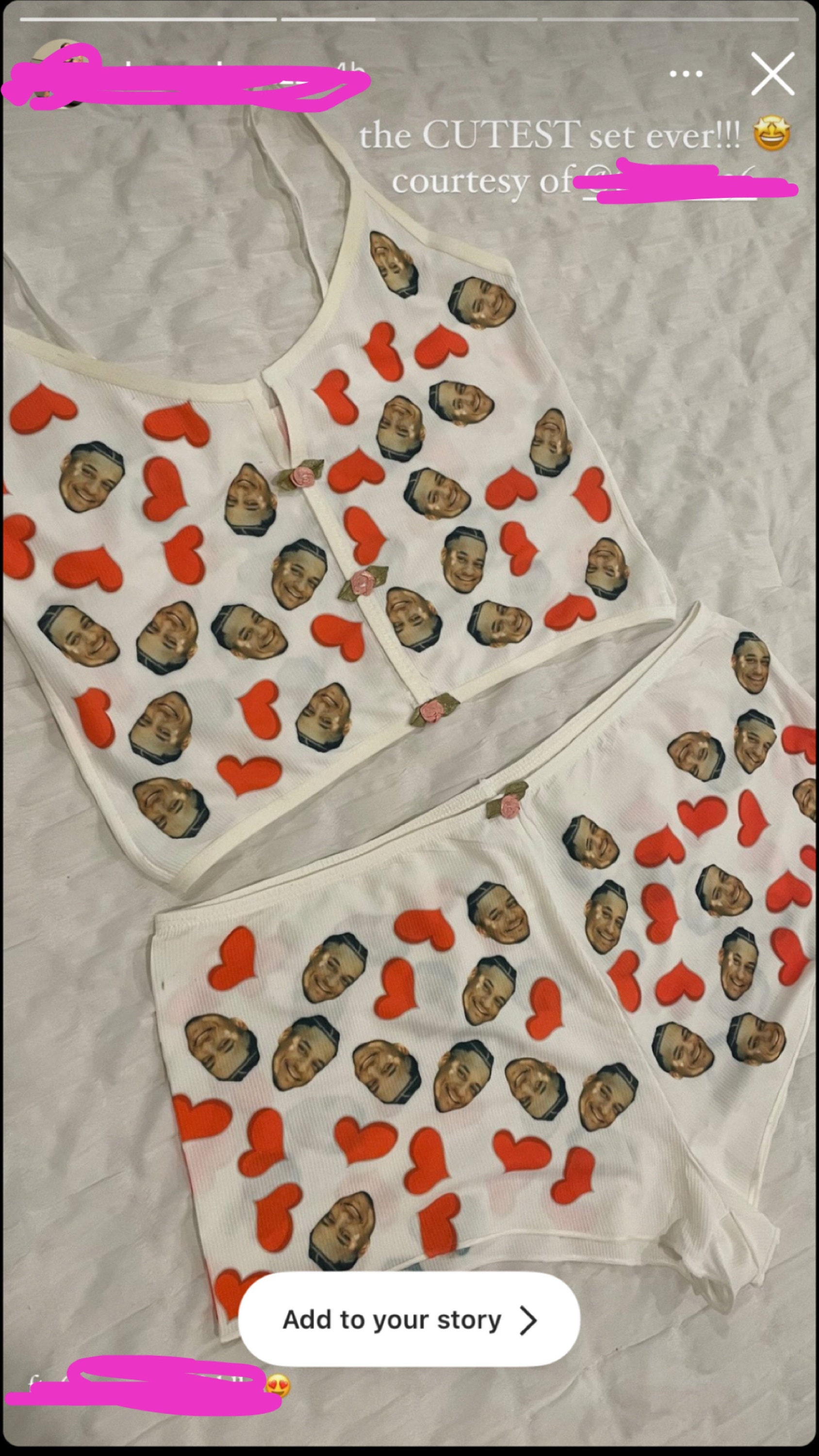 Photo Custom Appliques Notched Neckline Lingerie Set, gift, bachelorette party