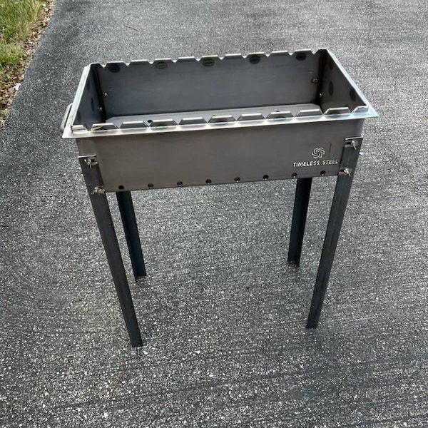 Timeless Steel Large Mangal BBQ Grill – 11 Gauge (3mm) Steel, Wood-Fired, Shashlik Style, 34x12" Cooking Area