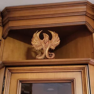 フェニックス像 木彫り 神話の生き物 : ギリシャ神話 火の鳥 アート