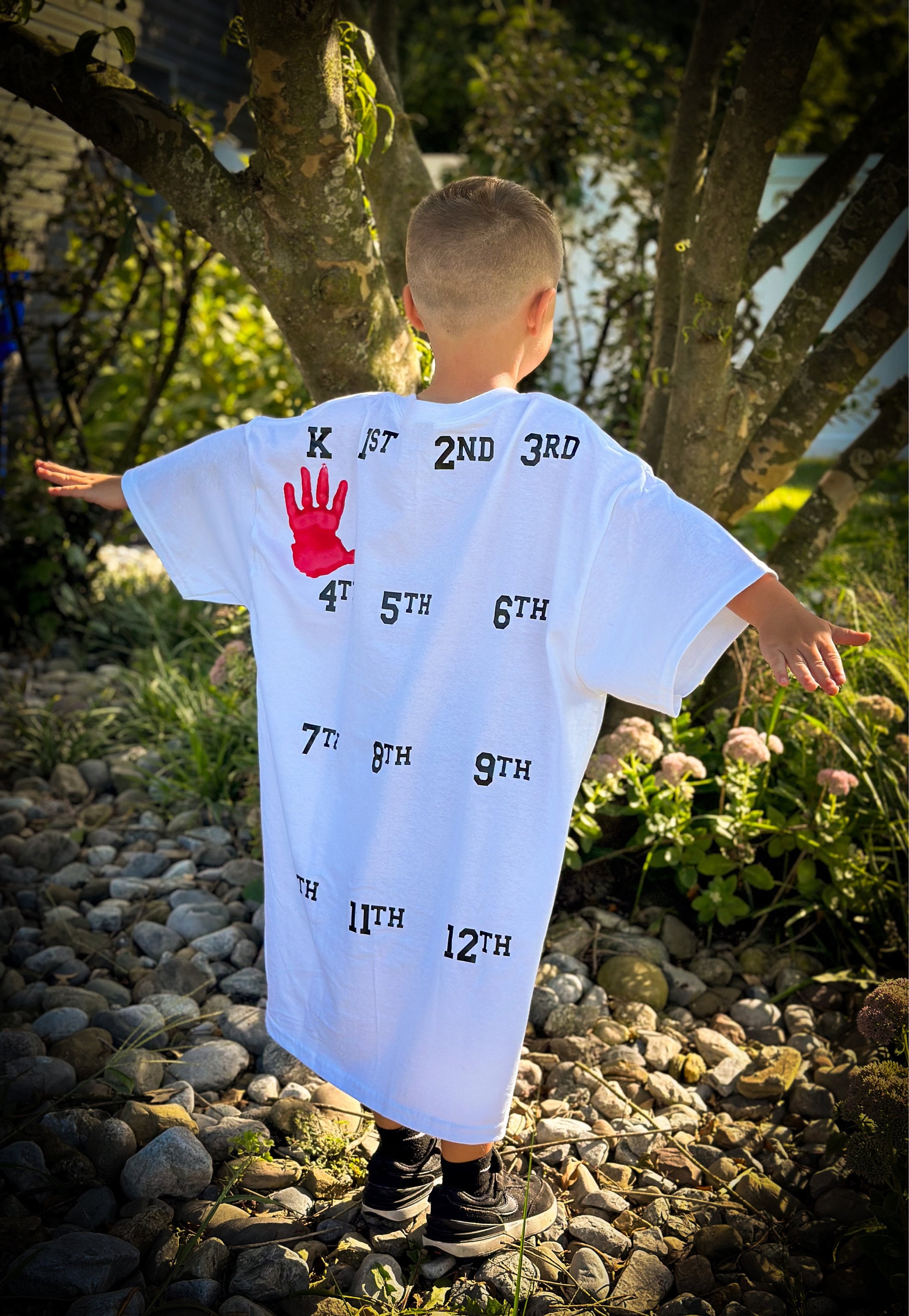 Kids K through 12 handprint shirt / School Shirt / Kindergarten / Pre K gift / Graduation / New School Shirt