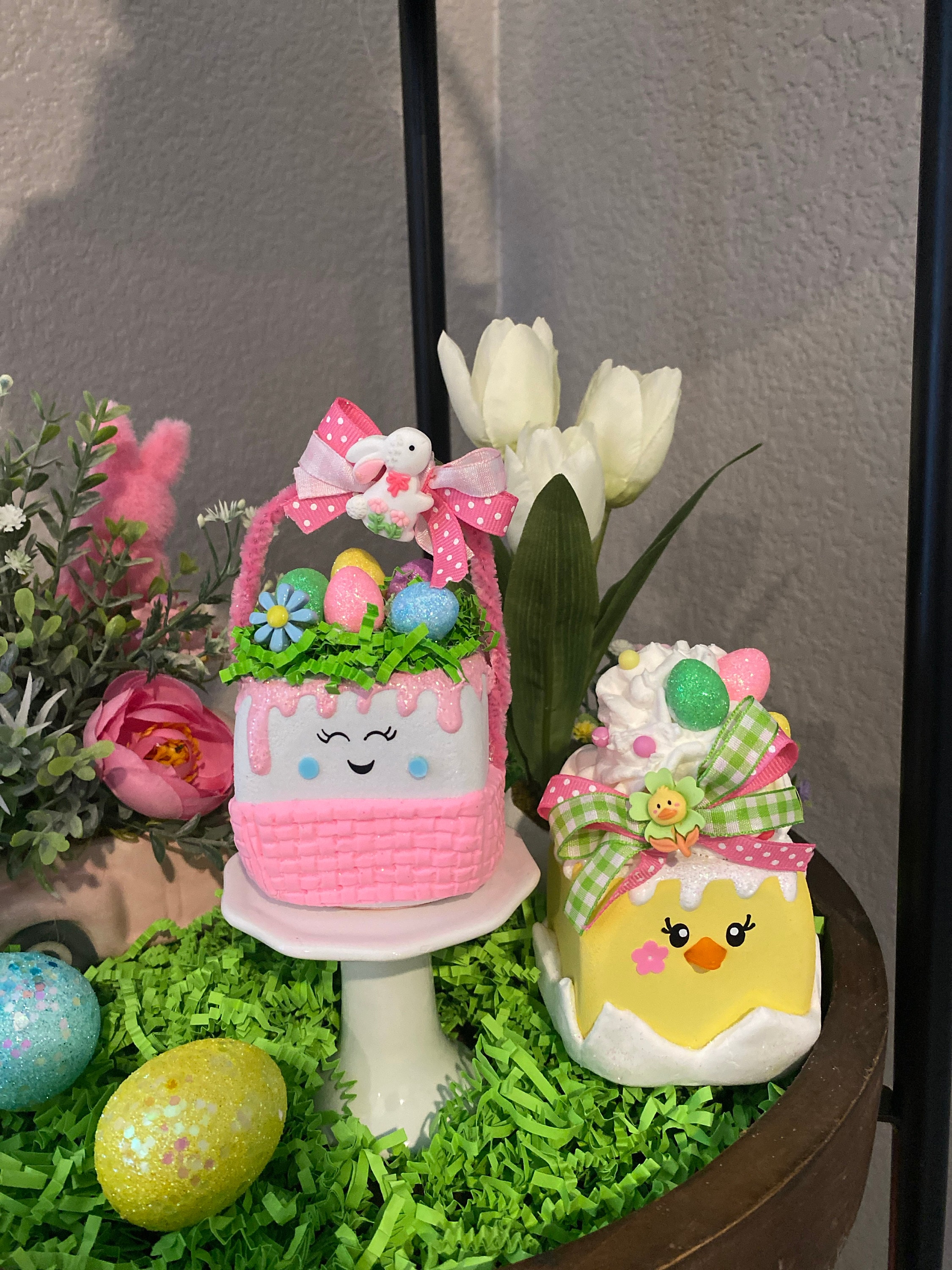 Easter Marshmallows / Choice of 2 / Easter Basket Marshmallow and/or Easter Chick Marshmallow / Easter Decor / Easter Tiered Tray Decor