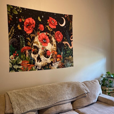 Tapis Mural Vintage Gobelin - Maison En Forêt - 64x158 Cm - Allemagne - Occasion Bon état