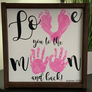 Love You To The Moon And Back Wooden Sign Handprint And Etsy Love You To The Moon And Back Wooden Sign Handprint And Etsy