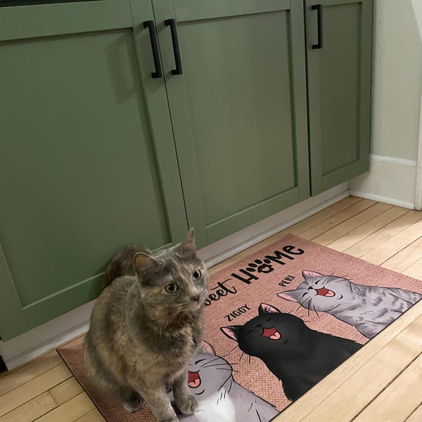 Custom Cat Doormat, Cat Welcome Doormat, Home Sweet Home, Cat Rug, Funny Pet Doormat, Gift for ...