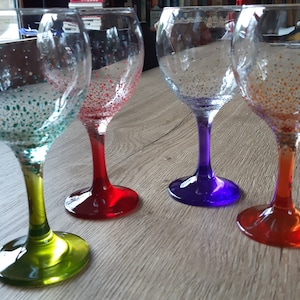 Hand Painted Tactile Coloured Wine Glasses Dishwasher Safe 