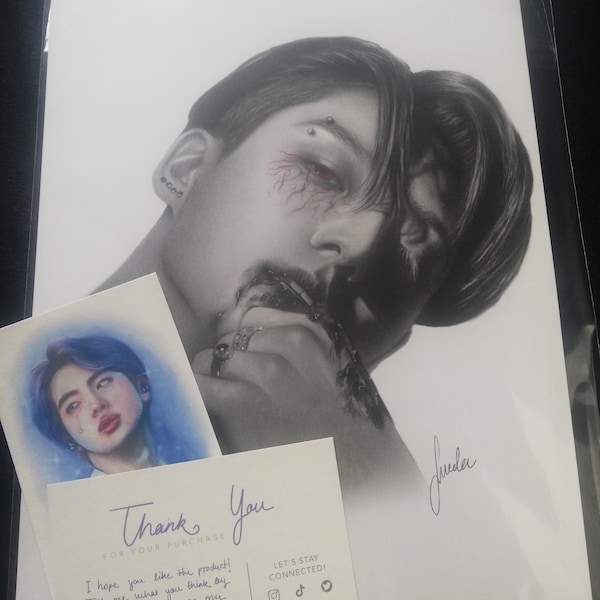 BTS Jungkook ‘vampire’ Themed Pencil Drawing : PRINT From Original ...