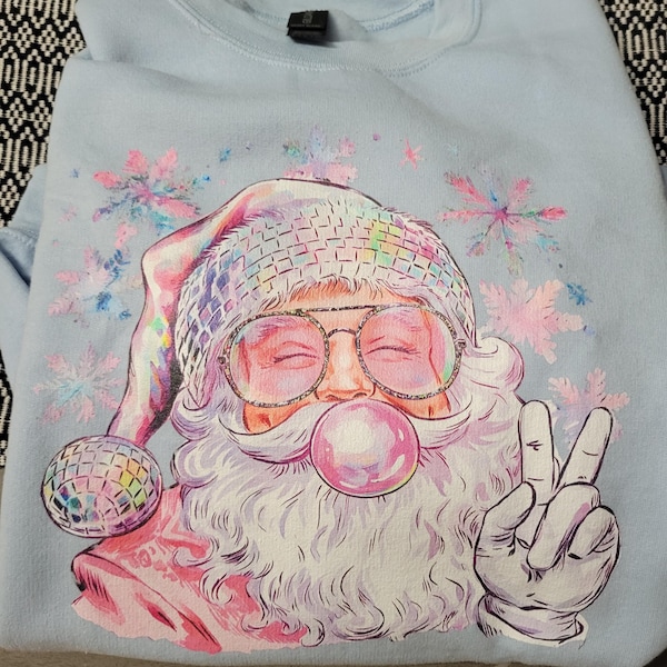 Pink Sequin Santa Oversized Sweatshirt main image 1