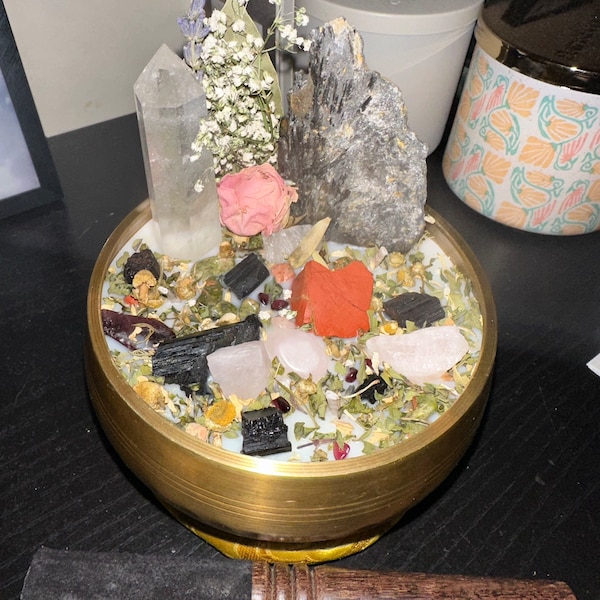 Abundance Intention Candle Packed With Crystals, Herbs and Flowers ...
