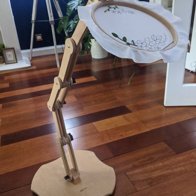 Nurge Adjustable Embroidery Table Stand and Wood Embroidery Hoop , Cross  Stitch Hoop Stand, Embroidery Hoop Holder. Hand Polished Natural Wood  (190/5