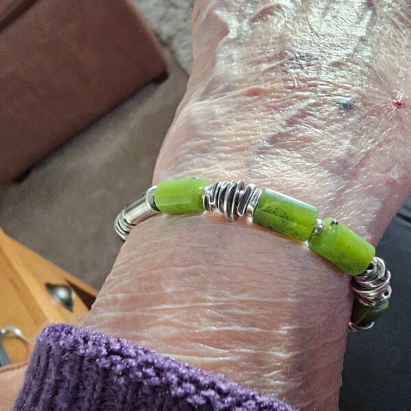 Olive Jade Block Itty Bitty Bracelet