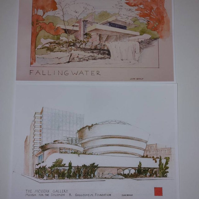 プリント - 落水荘 フランク・ロイド・ライト 建築図面 - フアン