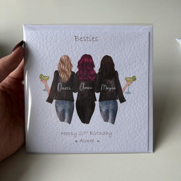 Women's Personalsed Best Frend Happy Brthday Handmade Card For